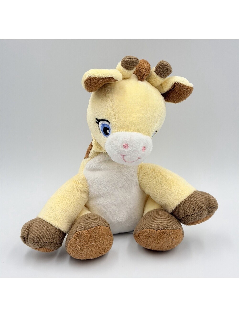 Garanimals Baby Giraffe Plush Yellow Brown Corduroy Hooves Embroidered Eyes 7"
